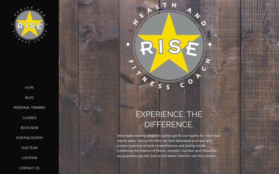 RISE Health and Fitness website