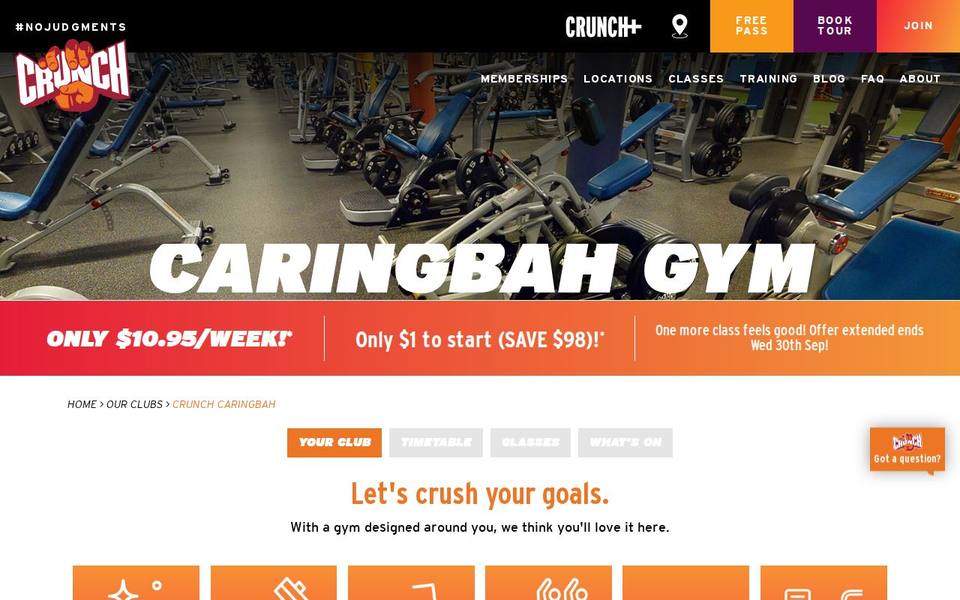 Crunch Fitness Caringbah website