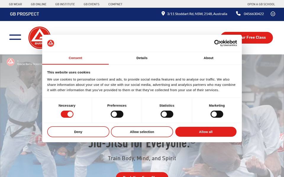 Gracie Barra Prospect website