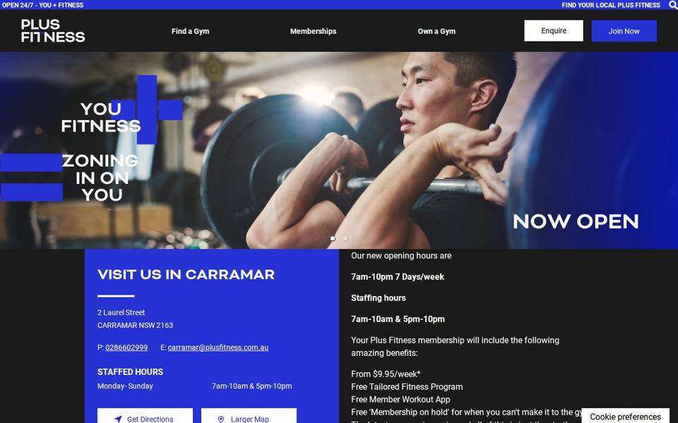 Plus Fitness Carramar website