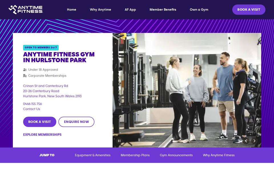Anytime Fitness Hurlstone Park website