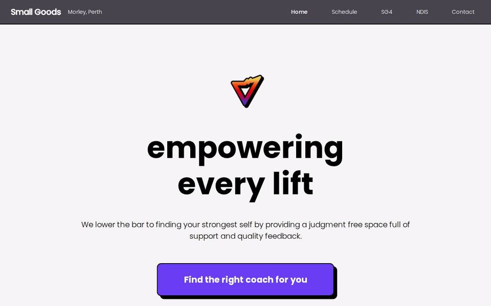 Small Goods Gym website