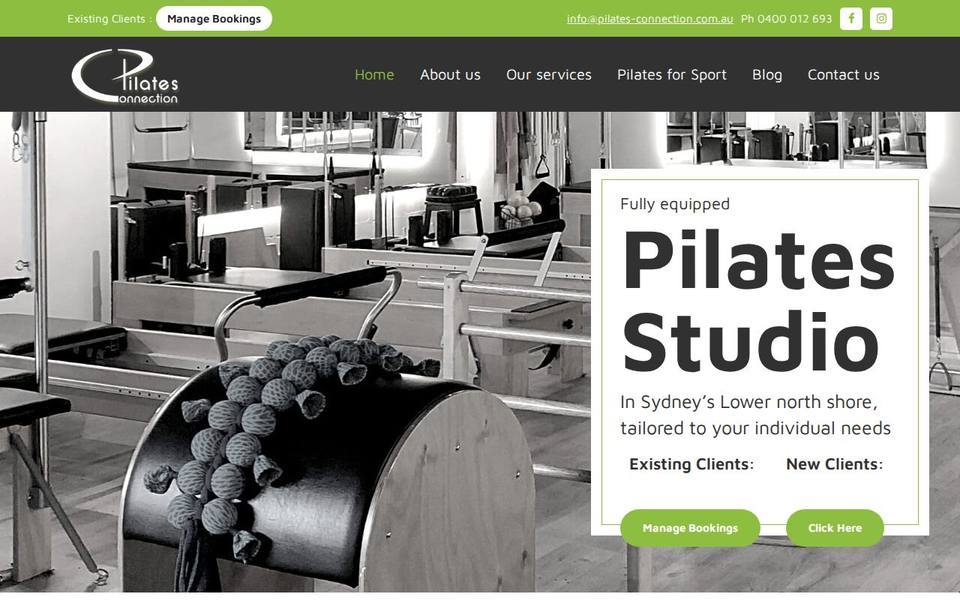 Pilates Connection website