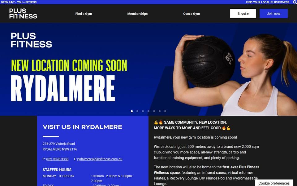 Plus Fitness Rydalmere website