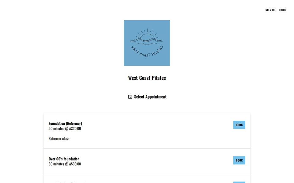 West Coast Pilates website