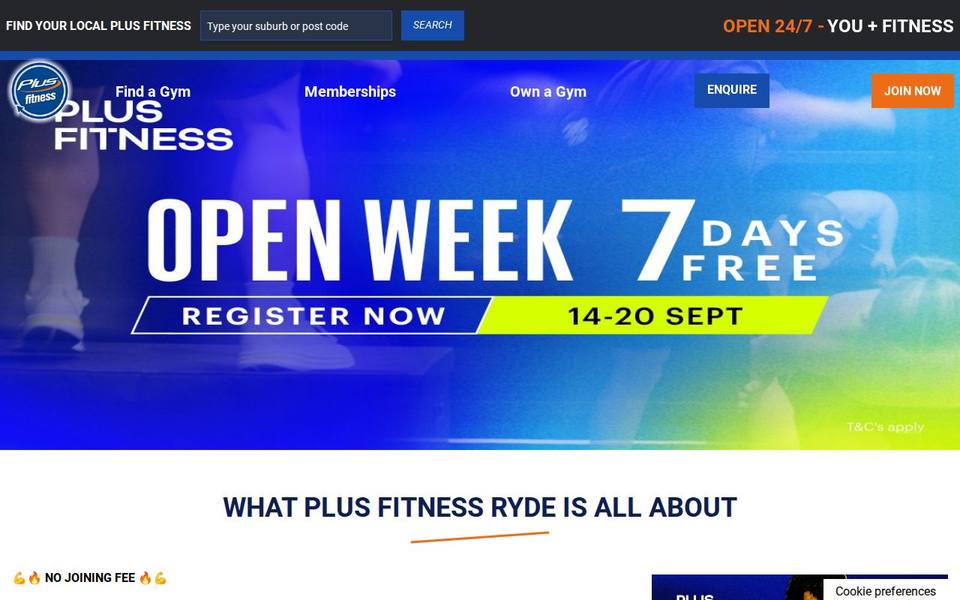 Plus Fitness Ryde website