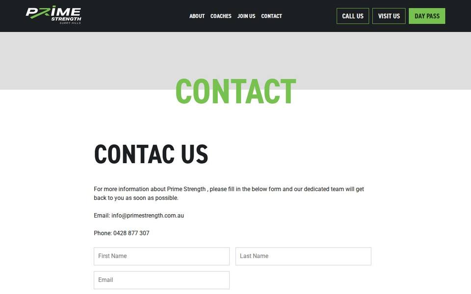 Prime Strength website