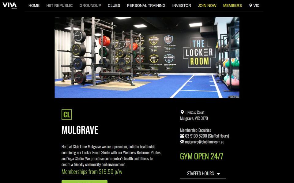 Club Lime Mulgrave website