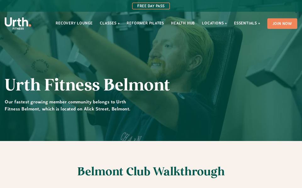 Urth Fitness Belmont website