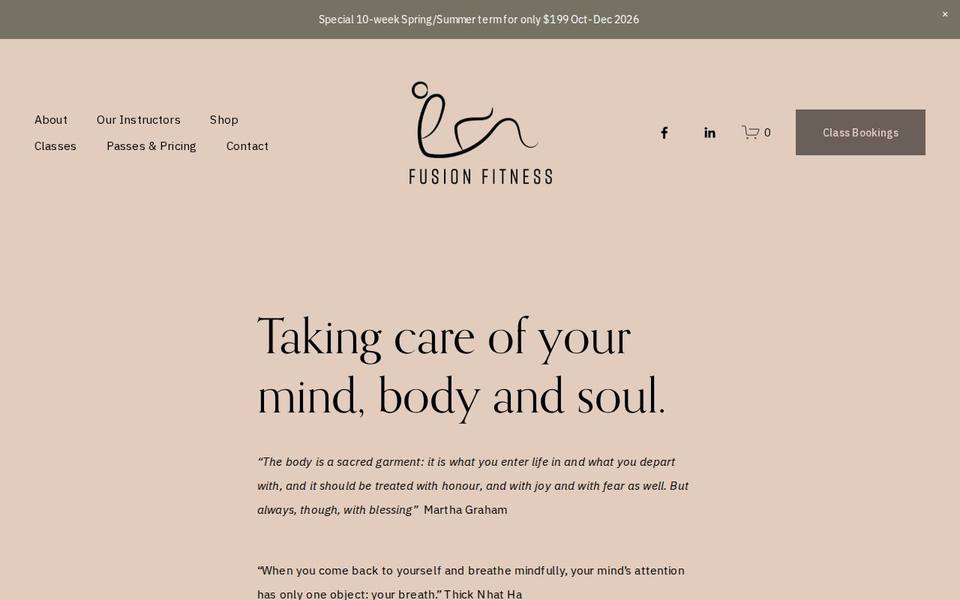 Fusion Fitness website