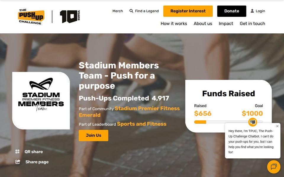 Stadium Premier Fitness website
