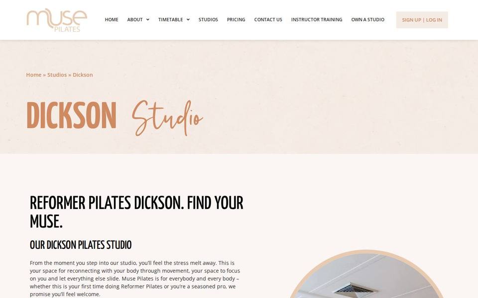 Muse Pilates Dickson website