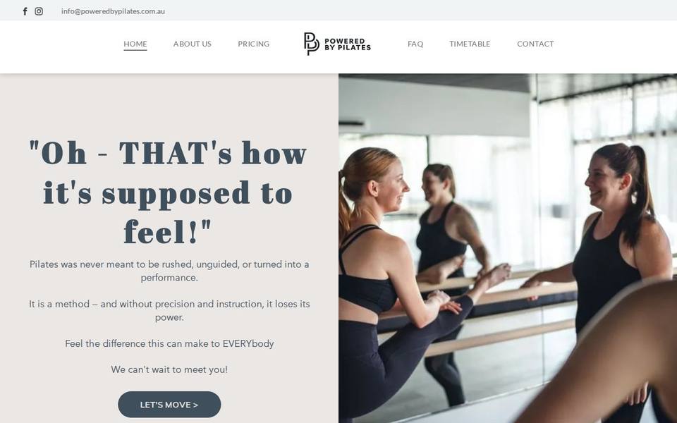 Powered by Pilates website