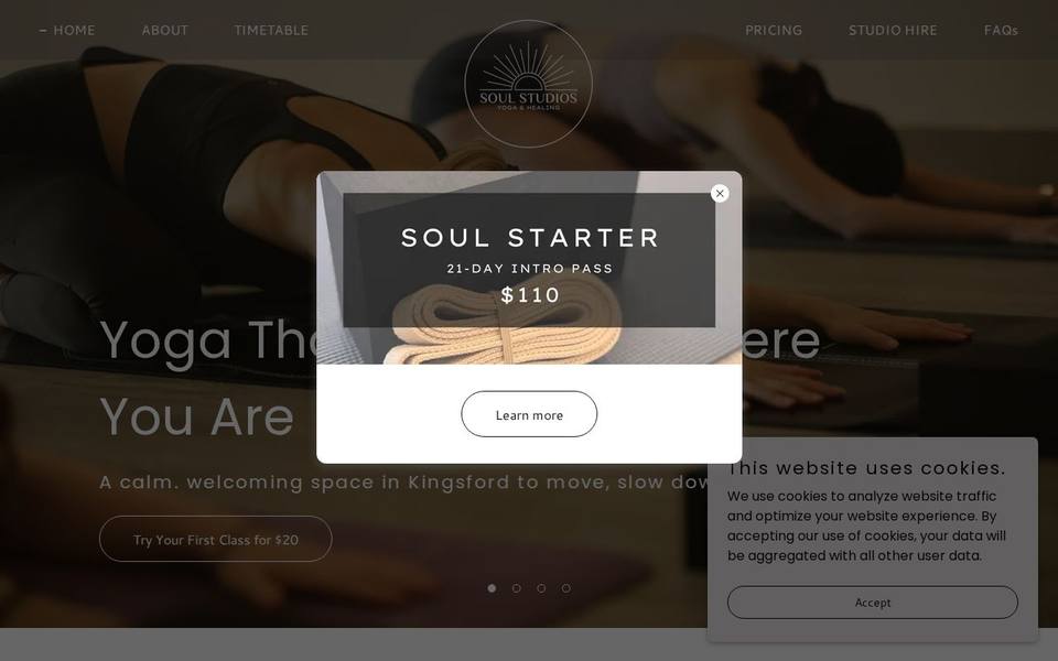 Soul Studios Yoga & Healing website