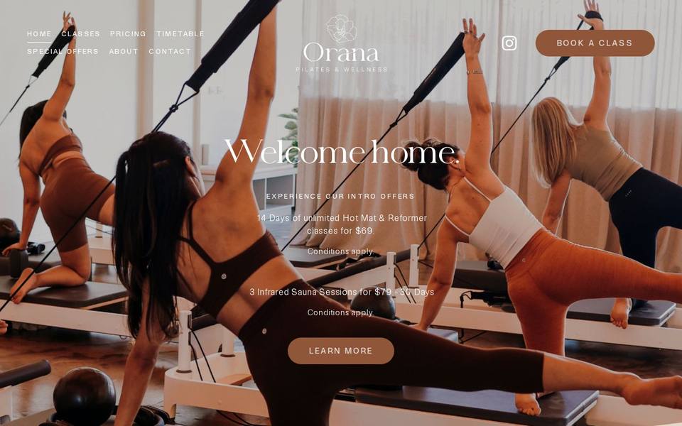 Orana Pilates & Wellness website
