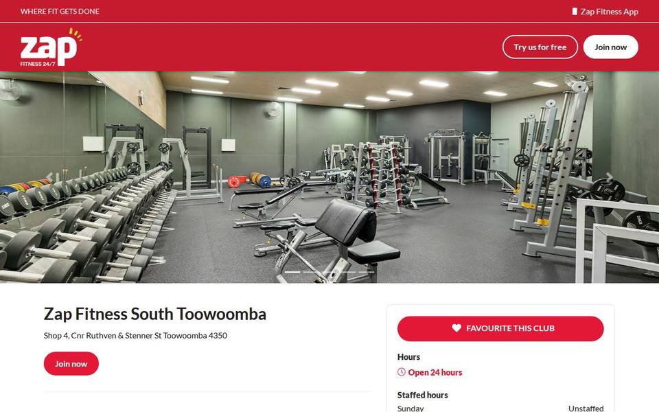 Zap Fitness South Toowoomba website