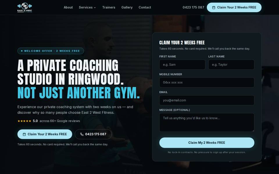 East2West Fitness website