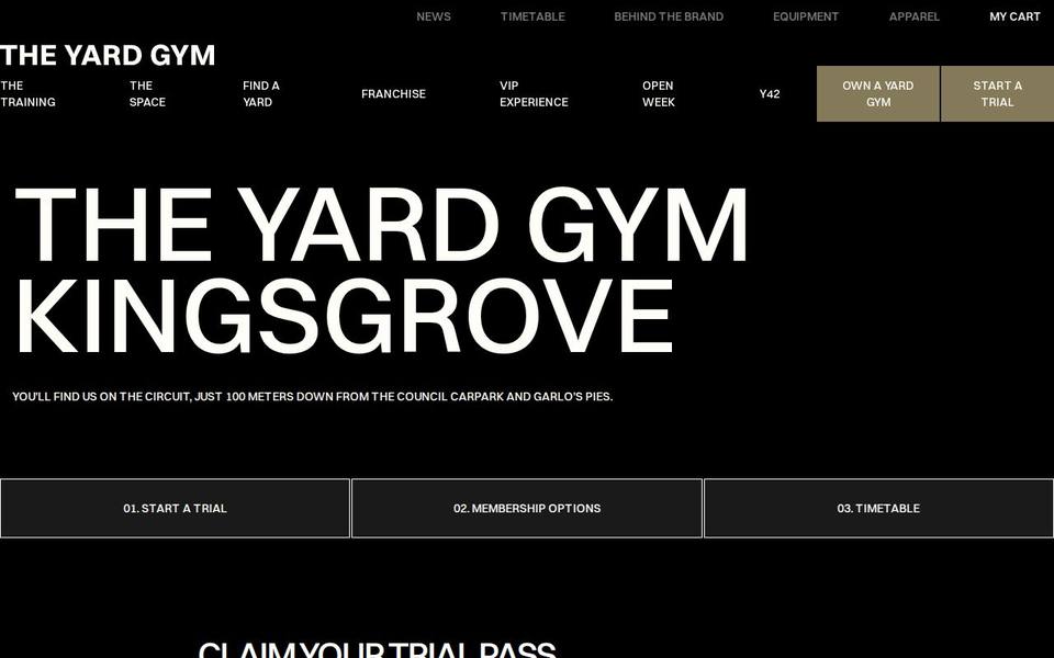 The Yard Gym Kingsgrove website