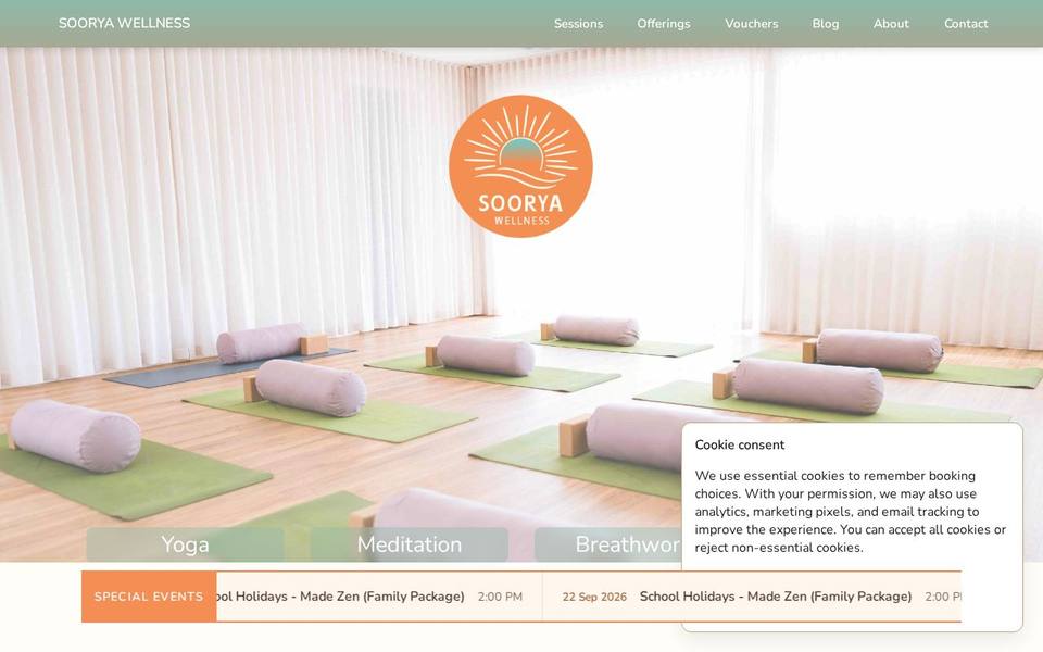 Soorya Wellness website