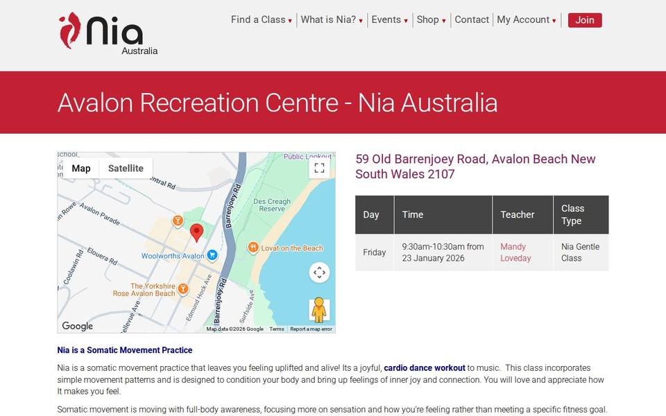 Nia Dance Fitness for Women website