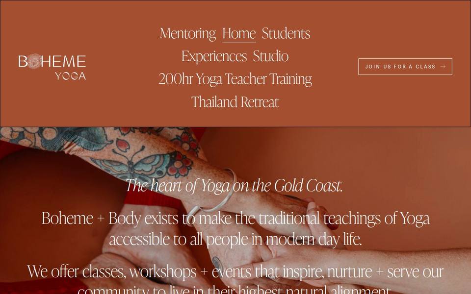 Boheme Yoga website