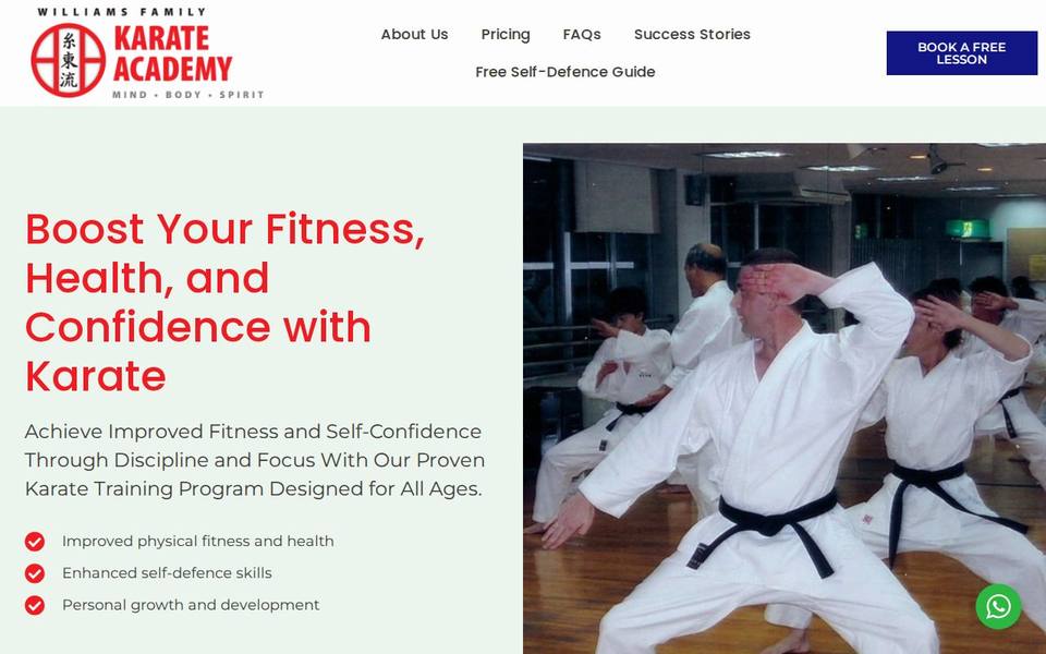 Williams Family Karate Academy website
