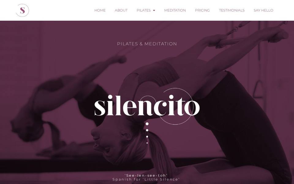Silencito Pilates and Meditation Studio website