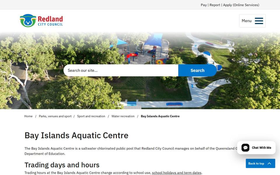 Bay Islands Aquatic Centre website
