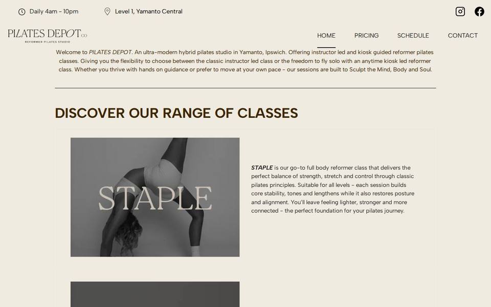 Pilates Depot website