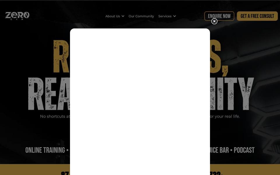Zero Gym website