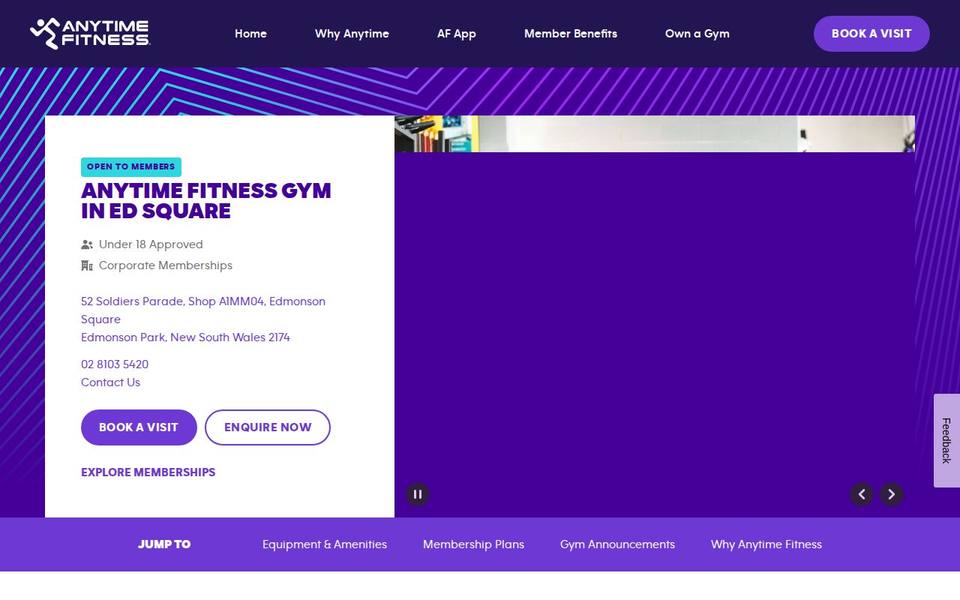 Anytime Fitness Ed Square website