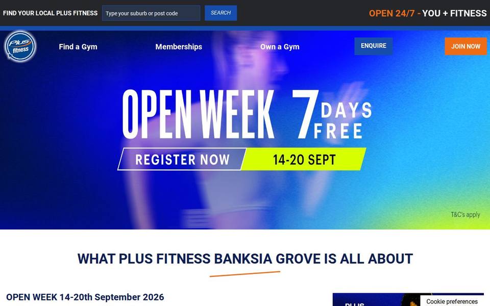 Plus Fitness Banksia Grove website