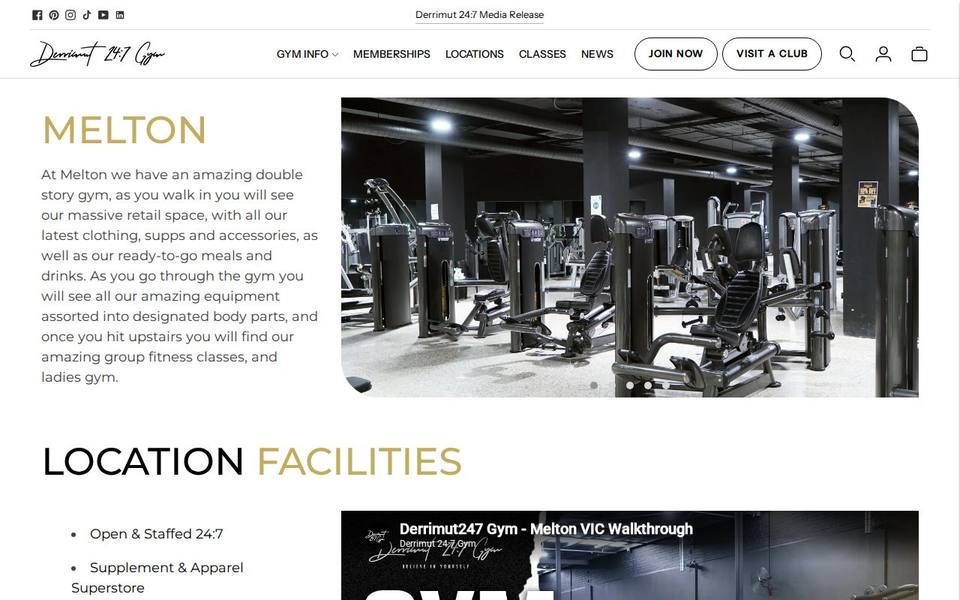 Derrimut 24:7 Gym Melton website