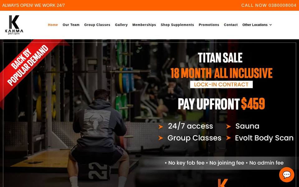 Kahma 247 Gym website