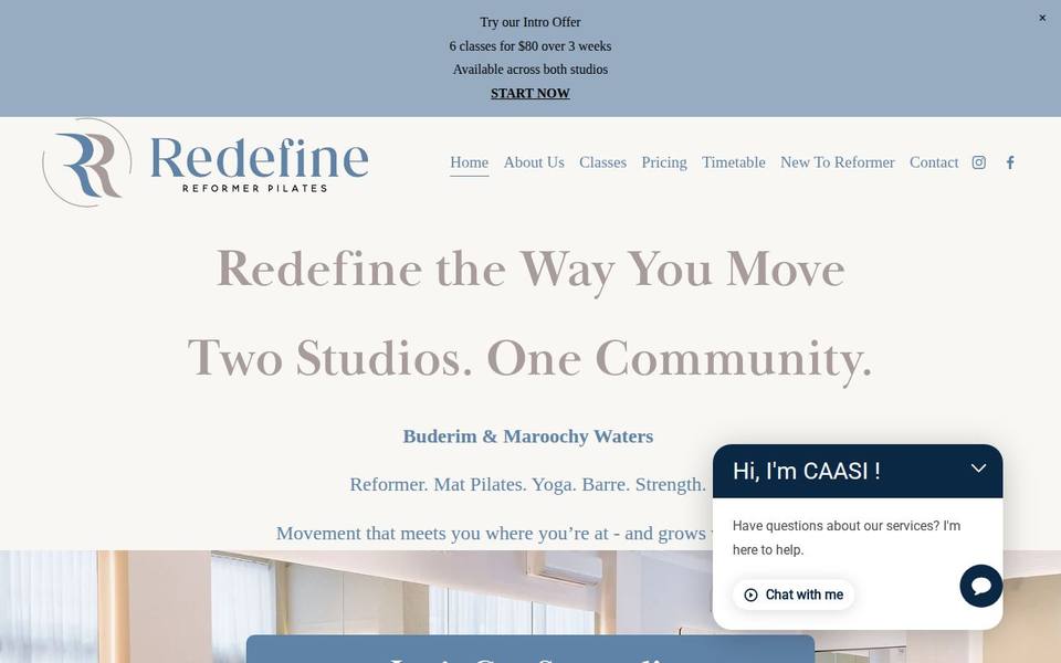 Redefine Reformer Pilates website