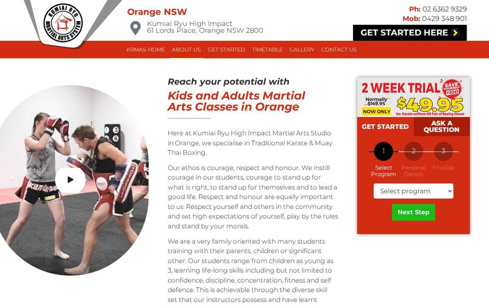 High Impact Martial Arts and Health Studio website