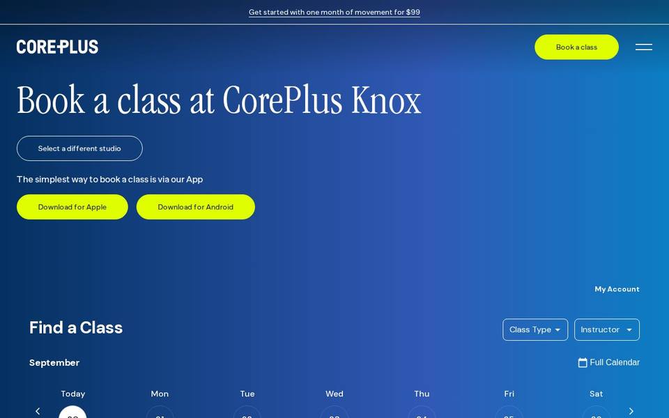 CorePlus Knox - Pilates Yoga Reformer website