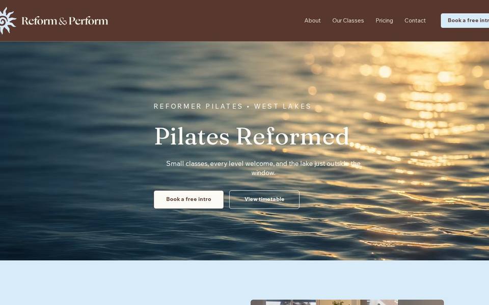 Reform and Perform Pilates website