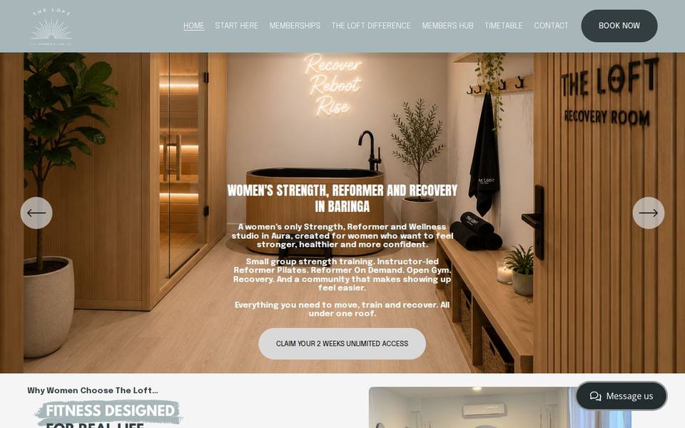 The Loft Strength & Flow | Reformer Pilates & Women’s Gym Baringa website