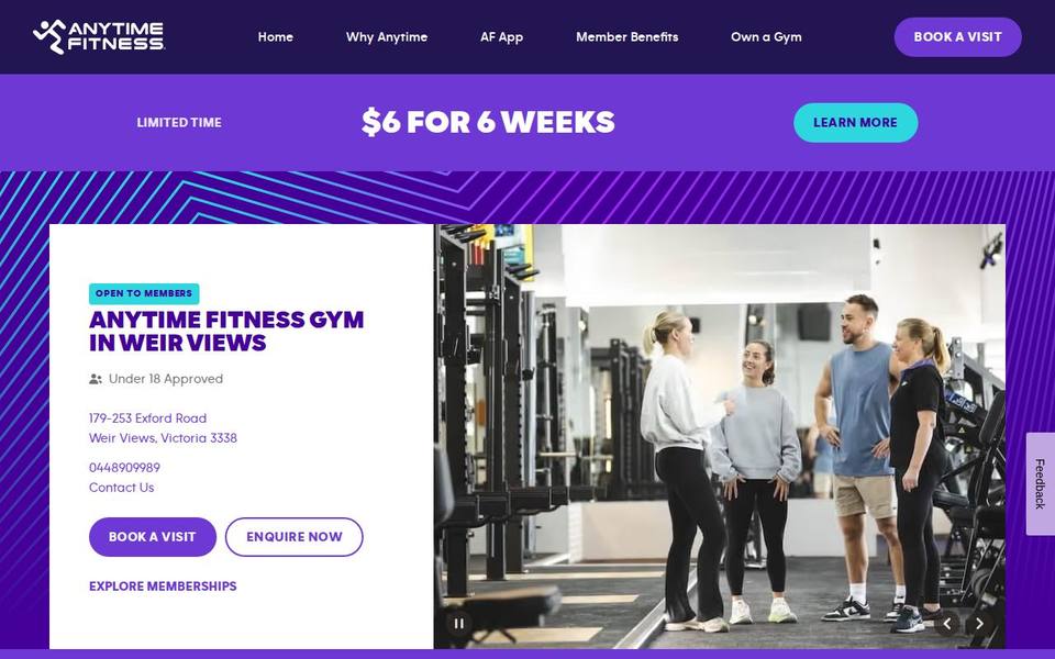 Anytime Fitness Weir Views website