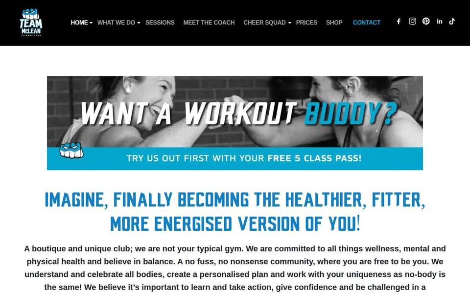 Team McLean Fitness Club website