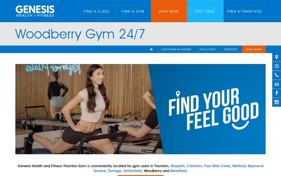Genesis Health + Fitness NSW - Thornton 24/7 website