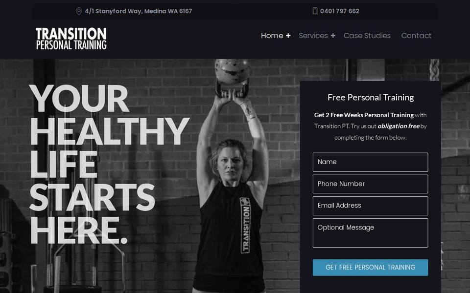 Transition Personal Training website