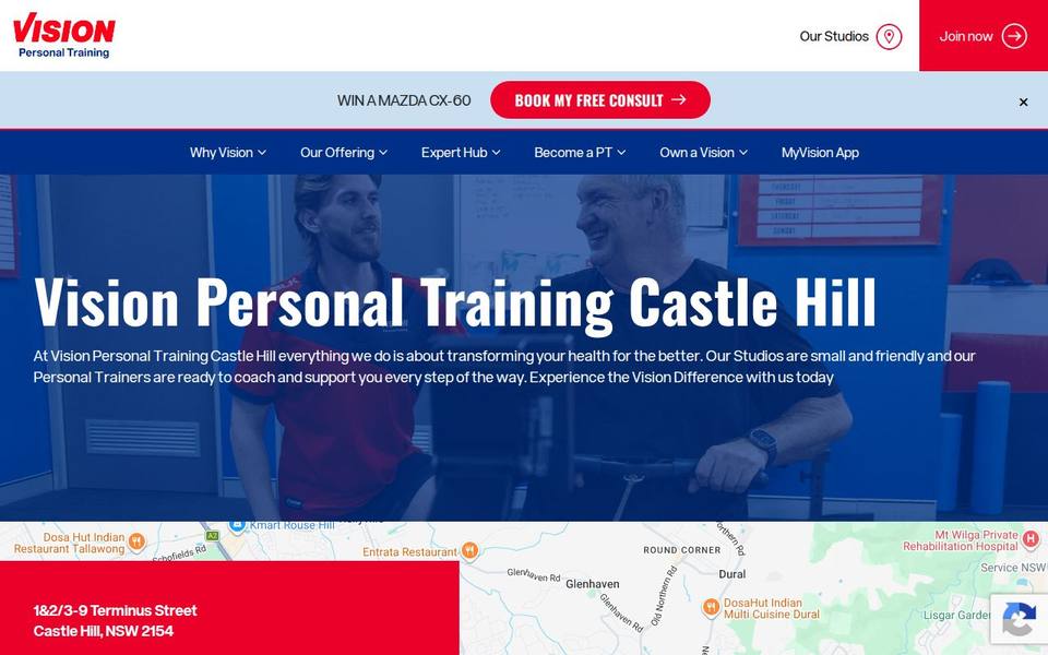 Vision Personal Training Castle Hill website
