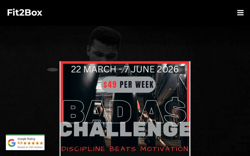 Fit2Box Boxing Studio website