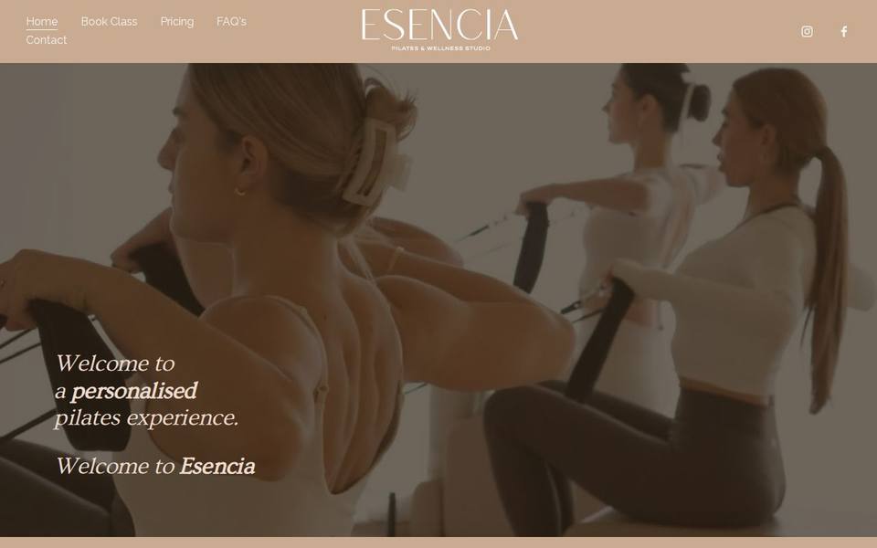 Esencia Pilates and Wellness Studio website