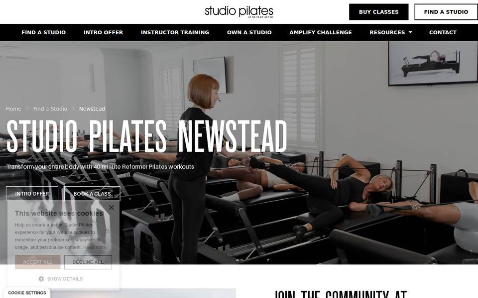 Studio Pilates International Newstead website