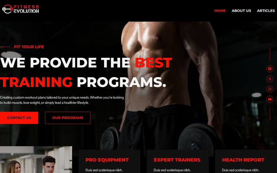 Fitness Evolution Aust website