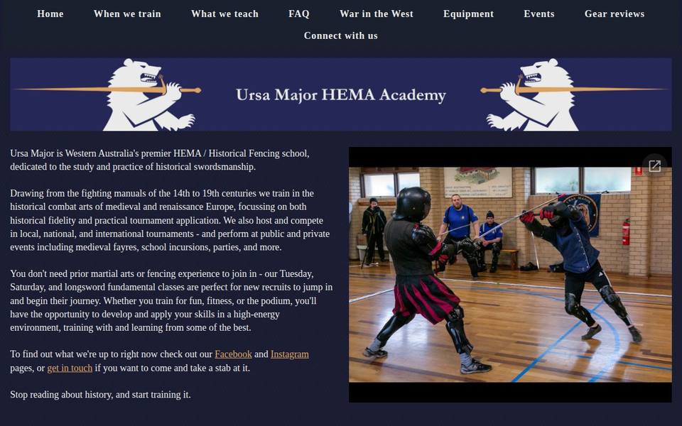 Ursa Major HEMA Academy website