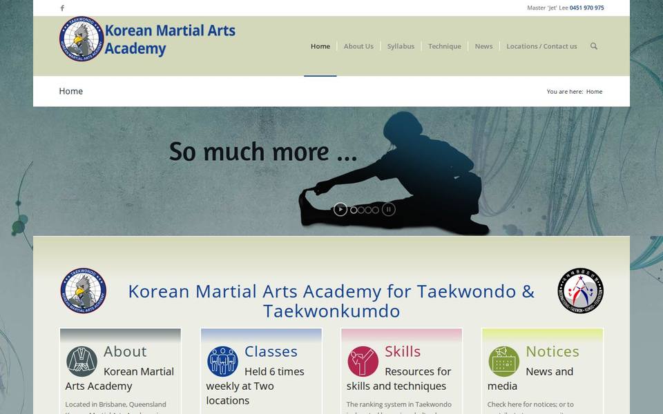 Korean Martial Arts Academy website